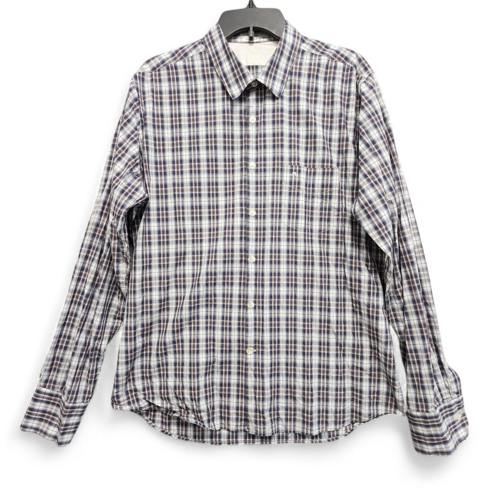 J.Lindeberg‎ Button Down Mens XL Blue Tan Clan Check Ward Regular Plaid Shirt